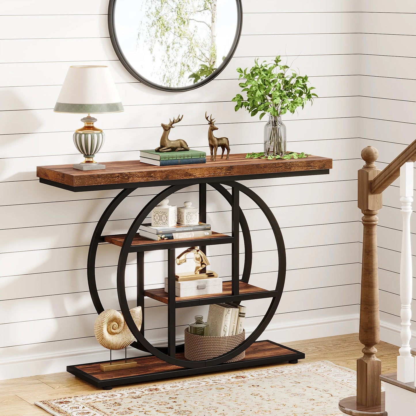 Tribesigns Four Tier Industrial Console Table For Entryway Hallway Storage