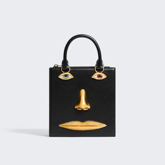 Mini Leather Face Bag Crossbody For Women With Chain Strap