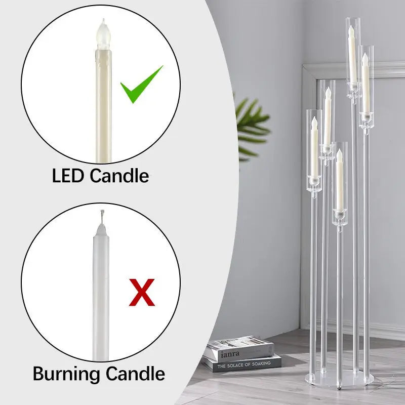 Acrylic 5-Arm LED Candelabra Taper Candle Holders Centerpiece