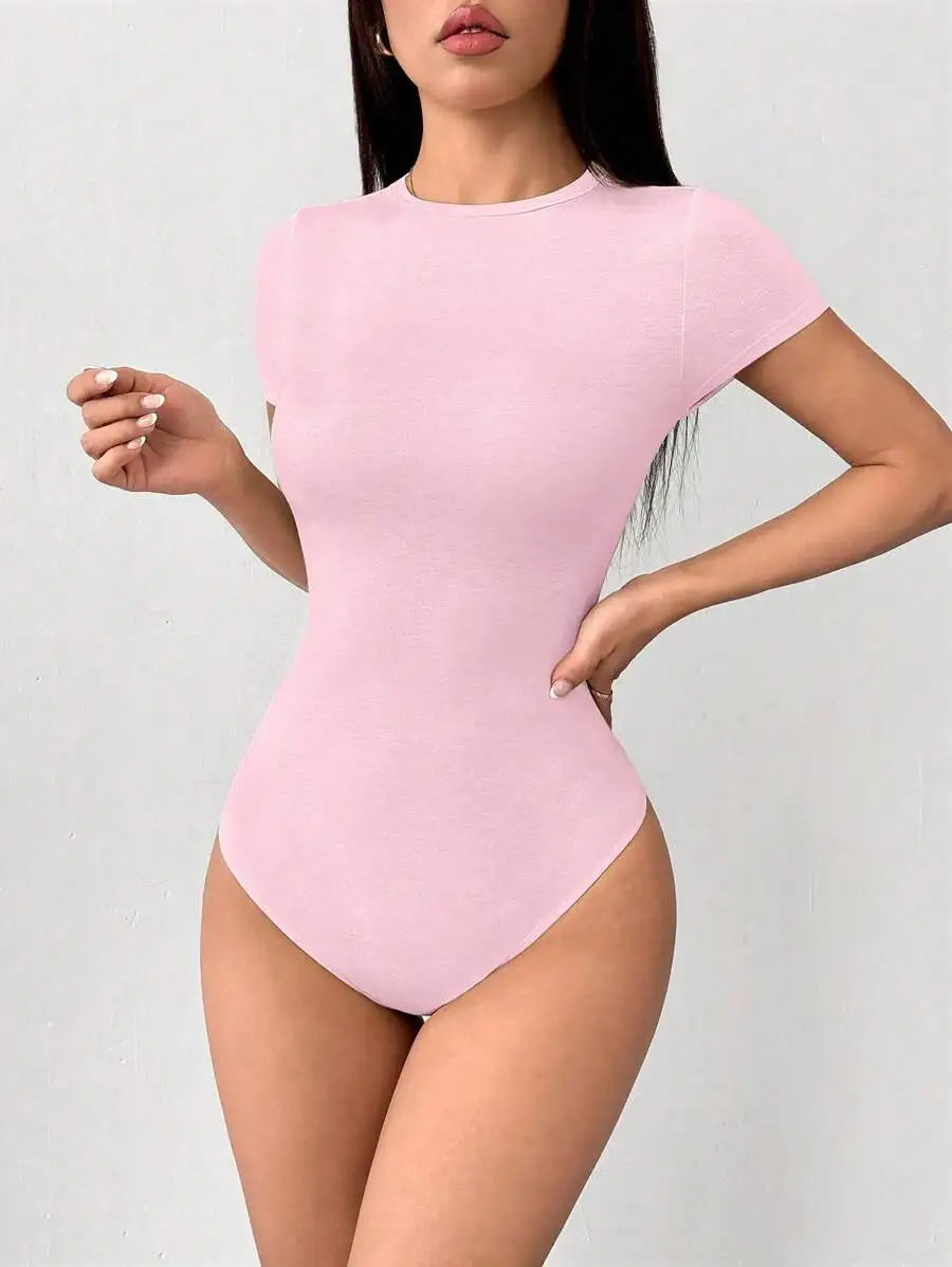Slim Fit Short Sleeve Bodycon Bodysuit For Women