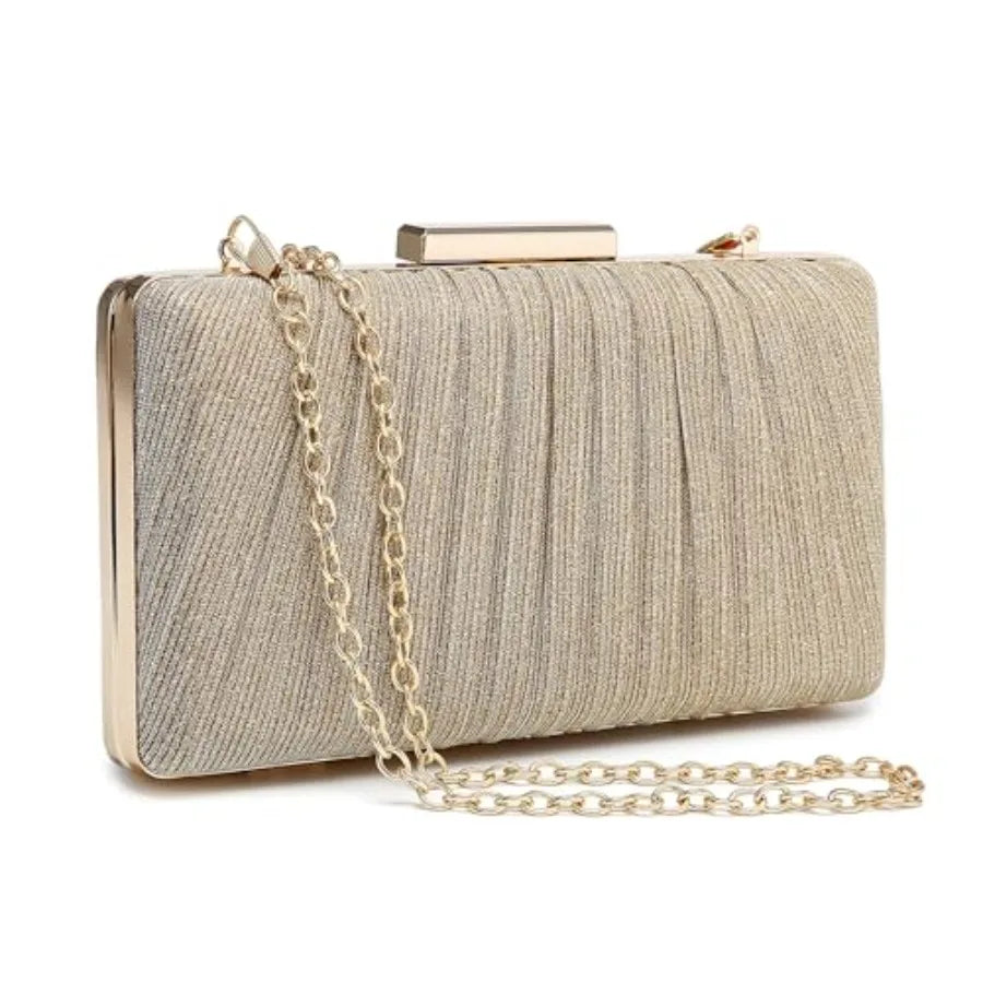 Elegant Vinyl Evening Clutch Purse With Removable Chain Strap
