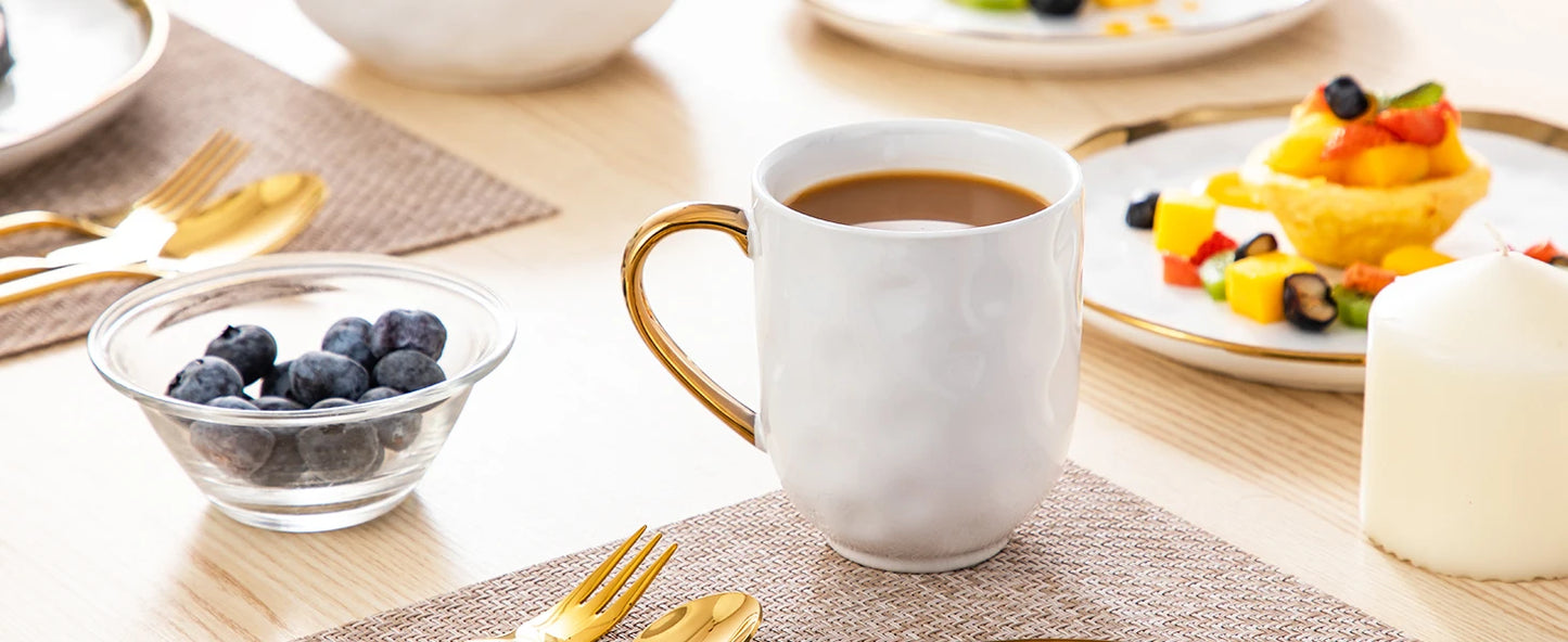 MALACASA White Stoneware Dinnerware Set With Gold Trim