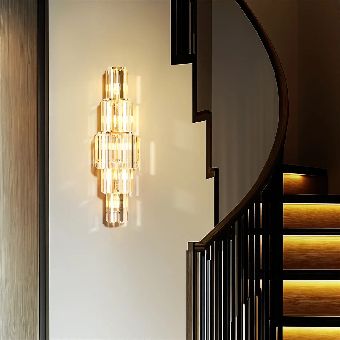LUVODI Crystal Wall Lamp 3 Layer Sconce With E14 LED Lights
