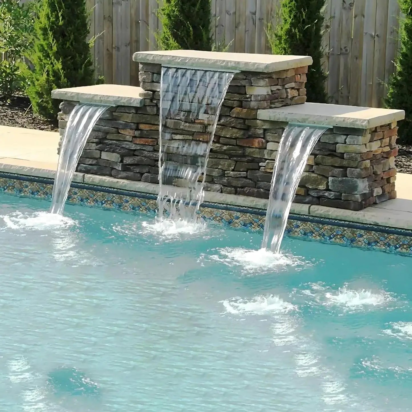 All-in-One Stainless Steel Pond Waterfall Kit With LED Lights