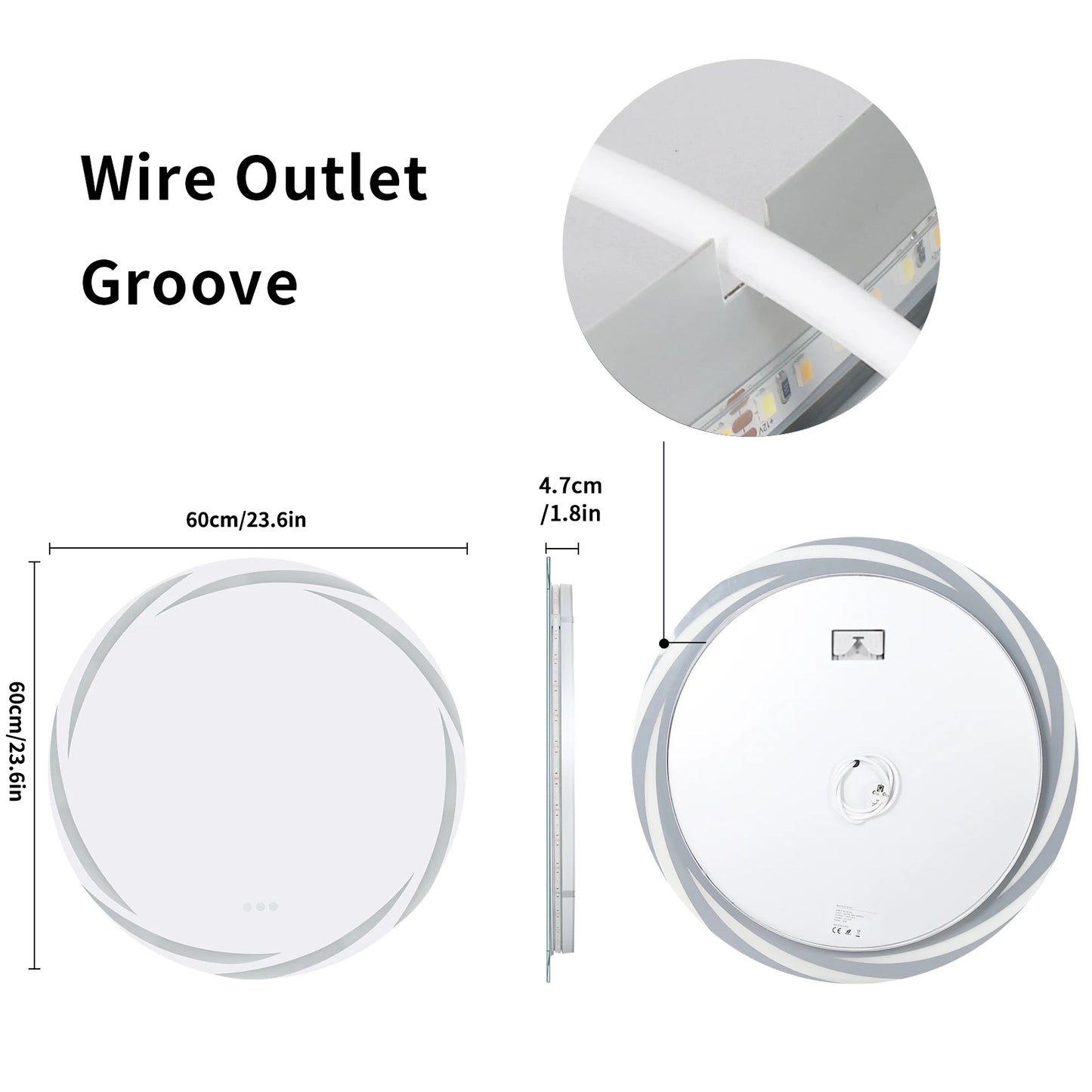 Anti Fog LED Round Wall Mounted Bathroom Mirror With Backlit