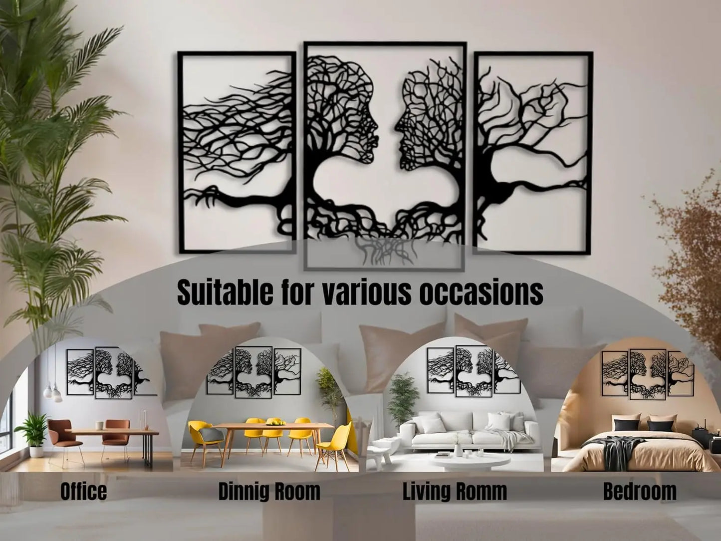 Tree Of Life 3D Wood Wall Art Set Of 3 Abstract Hanging Decor