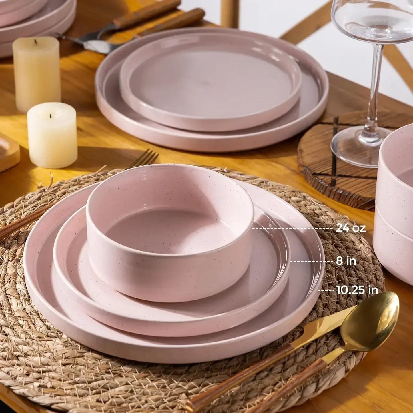 Speckled Ceramic Dinnerware Set With Stoneware Plates And Bowls Dishwasher Safe