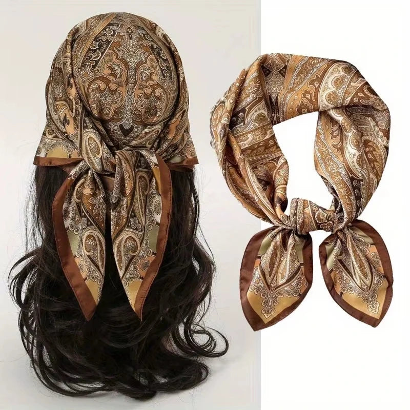 Printed Womens Polyester Scarf Square Shawl Luxury Design