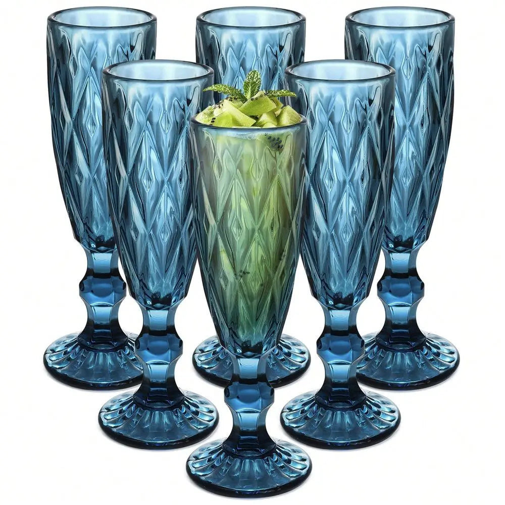 Six Piece Wine Glass Set Vintage Stemware Gift Elegant