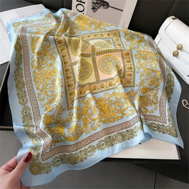 Printed Womens Polyester Scarf Square Shawl Luxury Design