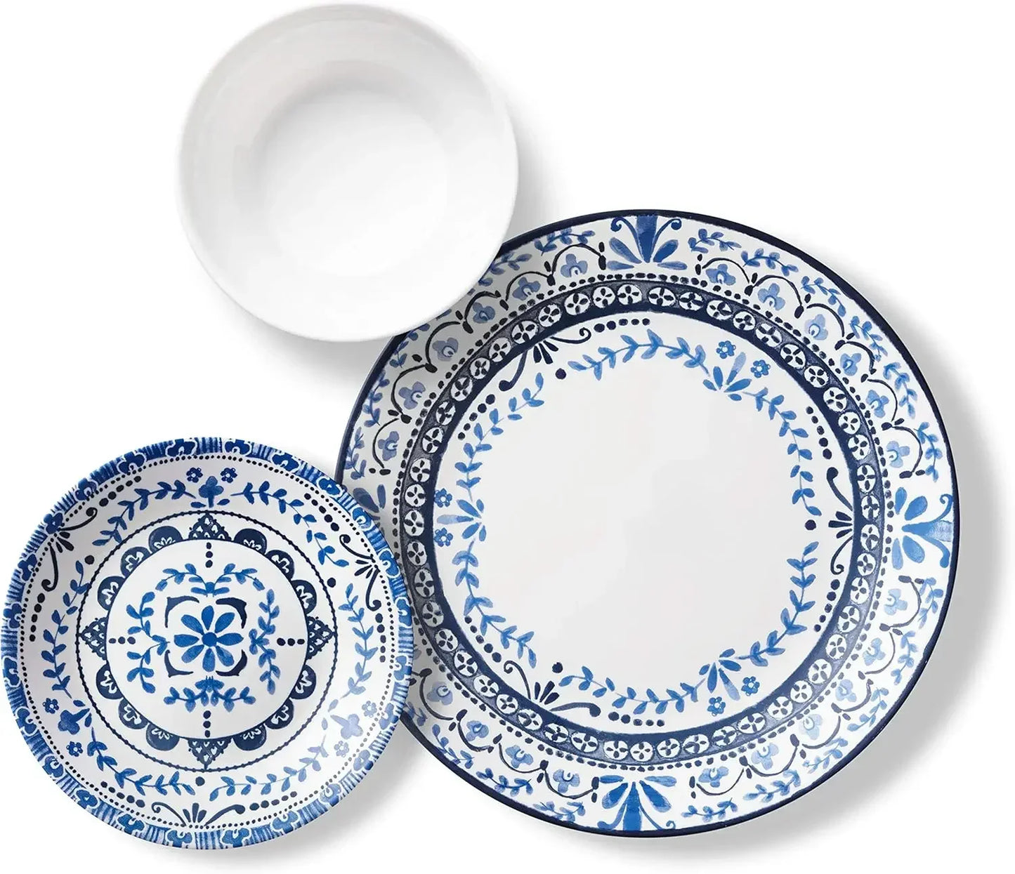 Vitrelle Dinnerware Set Triple Layer Glass Chip Resistant Plates And Bowls
