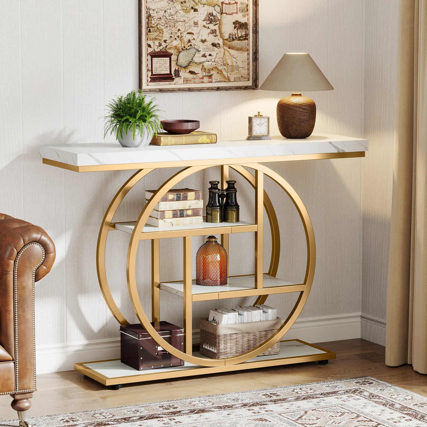 Tribesigns Four Tier Industrial Console Table For Entryway Hallway Storage