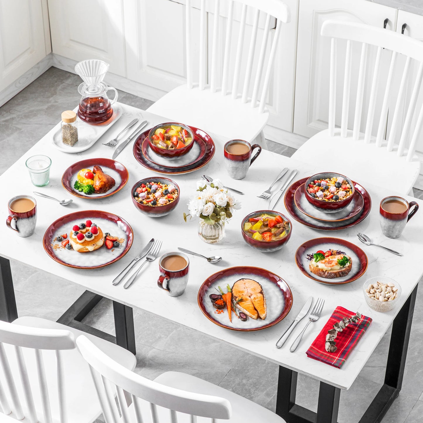 MALACASA Starry Ceramic Dinner Set Tableware Microwave Safe