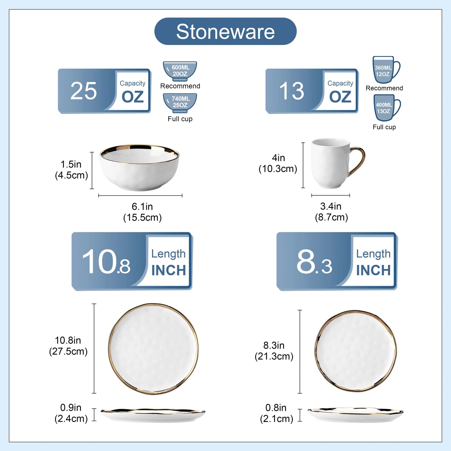 MALACASA Stoneware Dinnerware Set For Everyday Dining Service