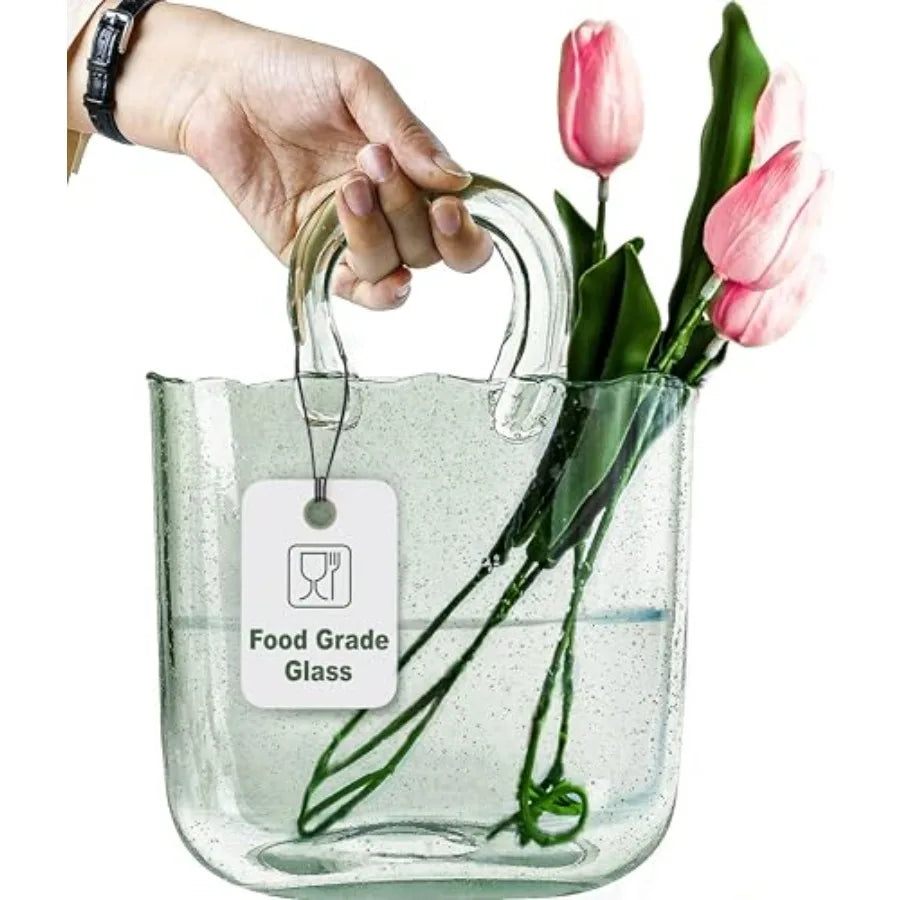 Handmade Glass Purse Vase for Centerpieces and Floral Arrangements