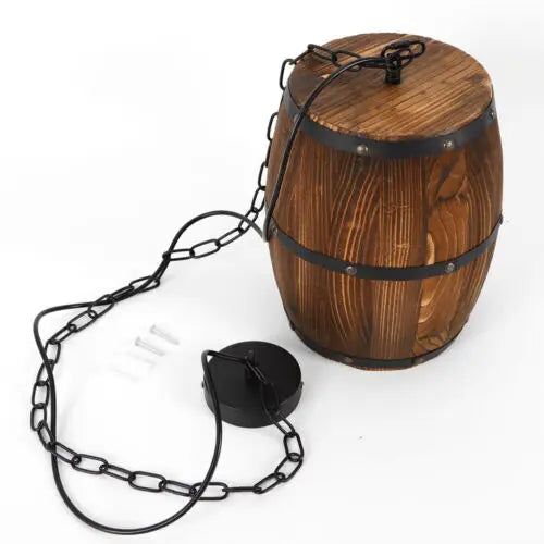 Vintage Old West Wine Barrel Hanging Light For Cafe Bar