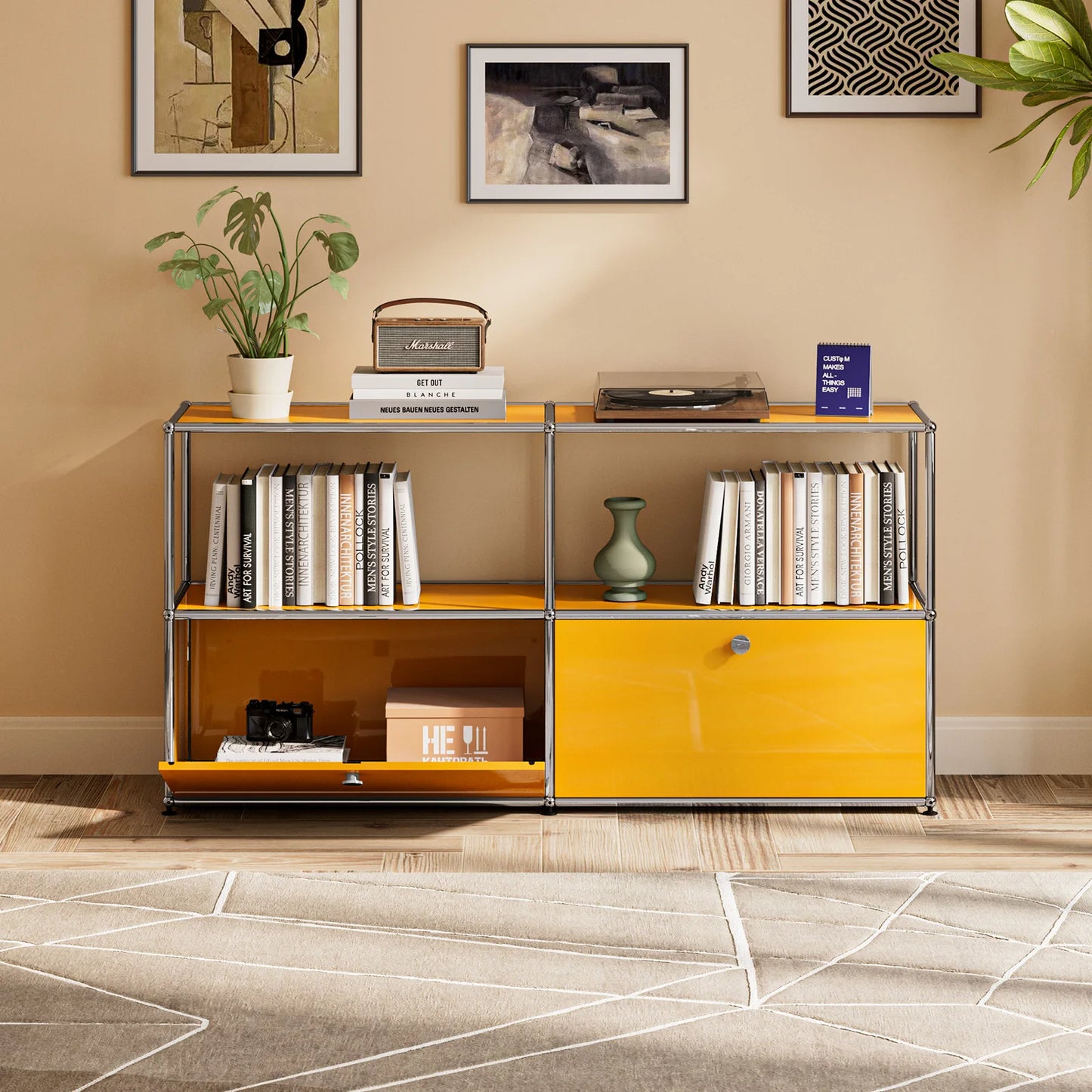 Furgle Modern Modular Metal Storage Cabinet Freestanding Sideboard Living Room