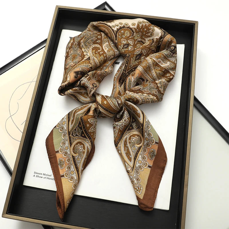 Printed Womens Polyester Scarf Square Shawl Luxury Design