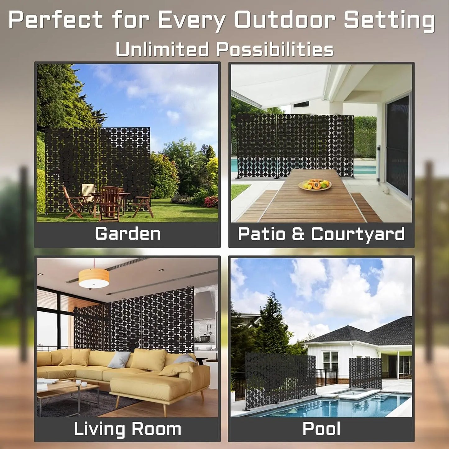 Weatherproof Freestanding Metal Privacy Screen For Outdoor Garden Balcony Patio