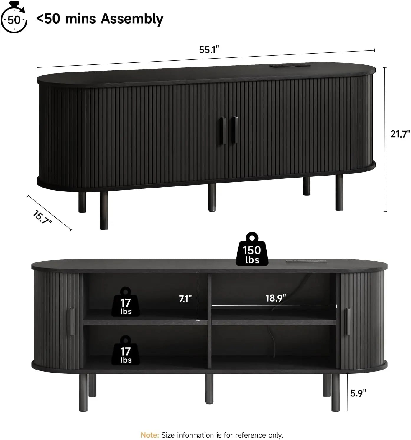 TV Stand with Power Outlet for TVs up to 60/70", Entertainment Center, TV Table with Sliding Doors Storage Adjustable Shelves