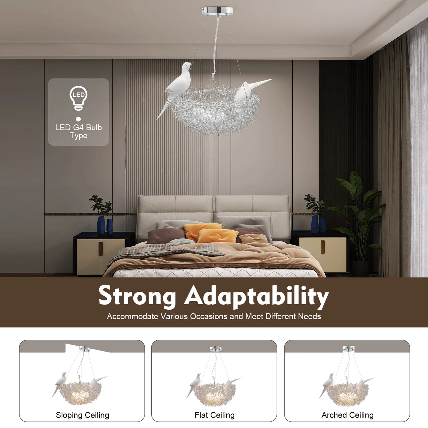 Modern Bird Nest LED Ceiling Light Chandelier For Living Room