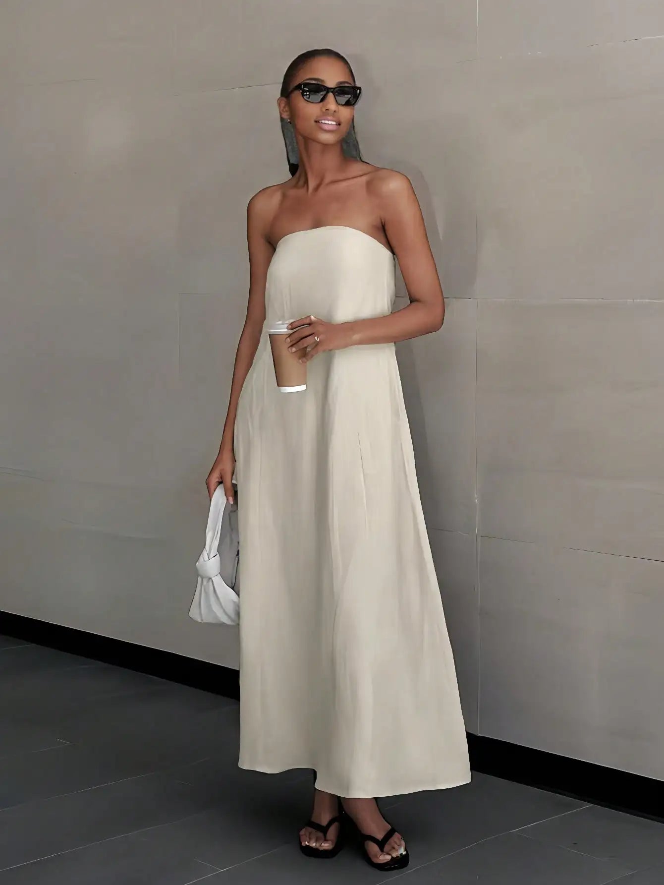 Strapless Sleeveless Maxi Dress For Beach Wedding Guests