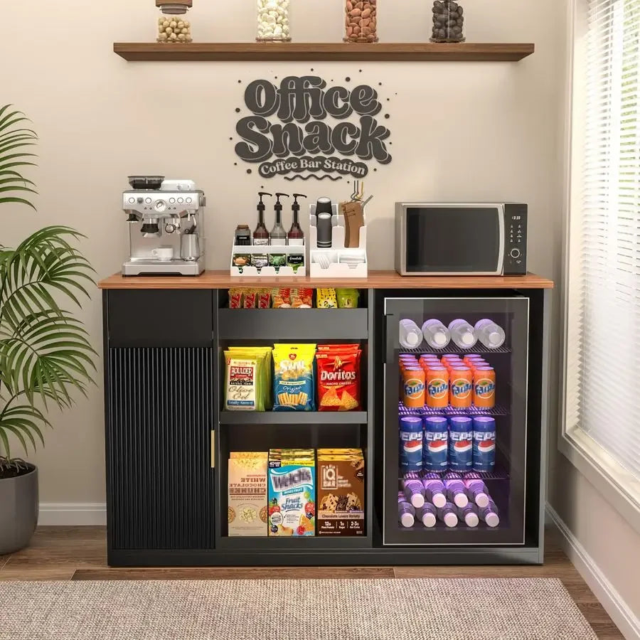XMSJ Snack Bar Cabinet With Fridge Space And Candy Display