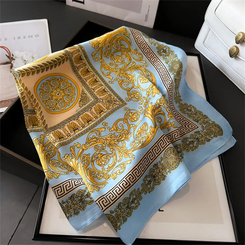 Printed Womens Polyester Scarf Square Shawl Luxury Design