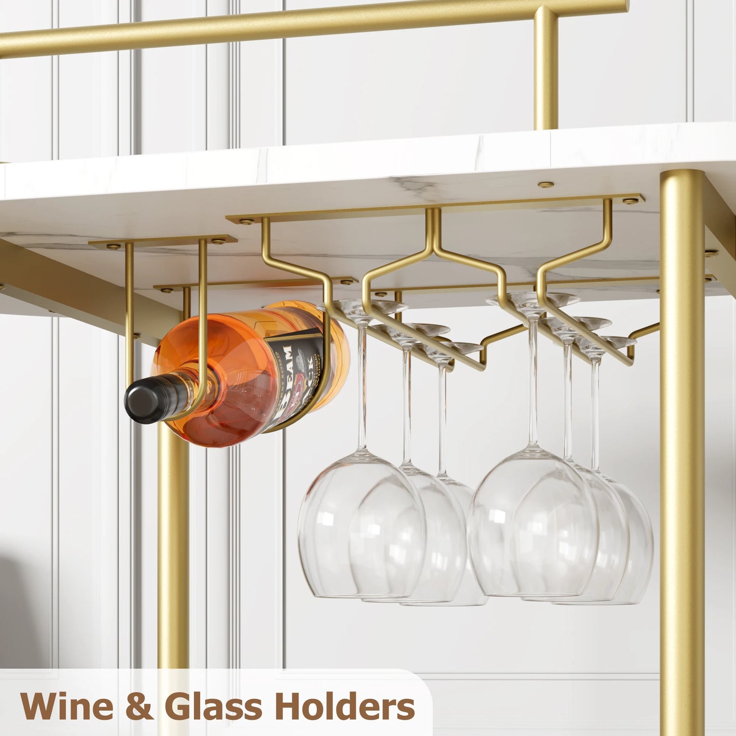 TWISTER.CK Four-Tier Bar Cart With Wine Rack And Glass Holder