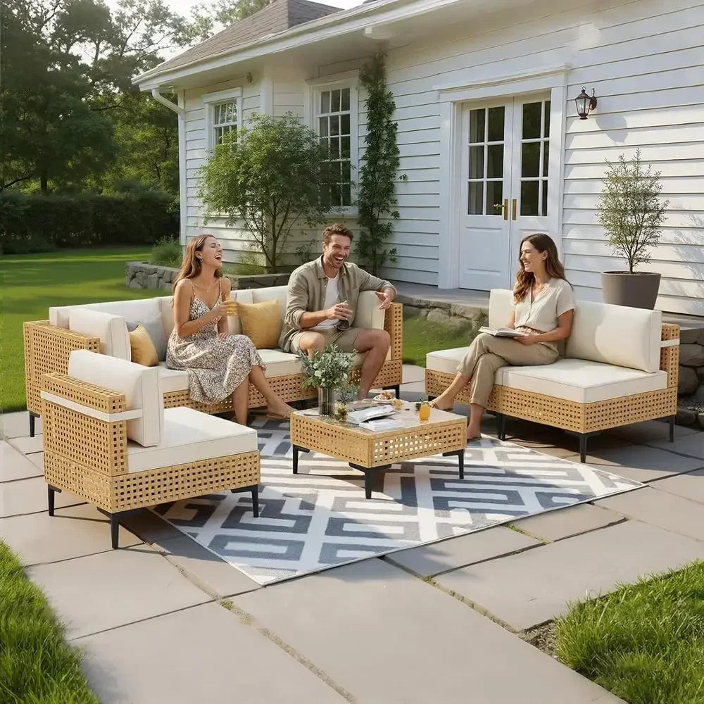 Outdoor Wicker Patio Furniture Set With Cushions Sectional Sofa