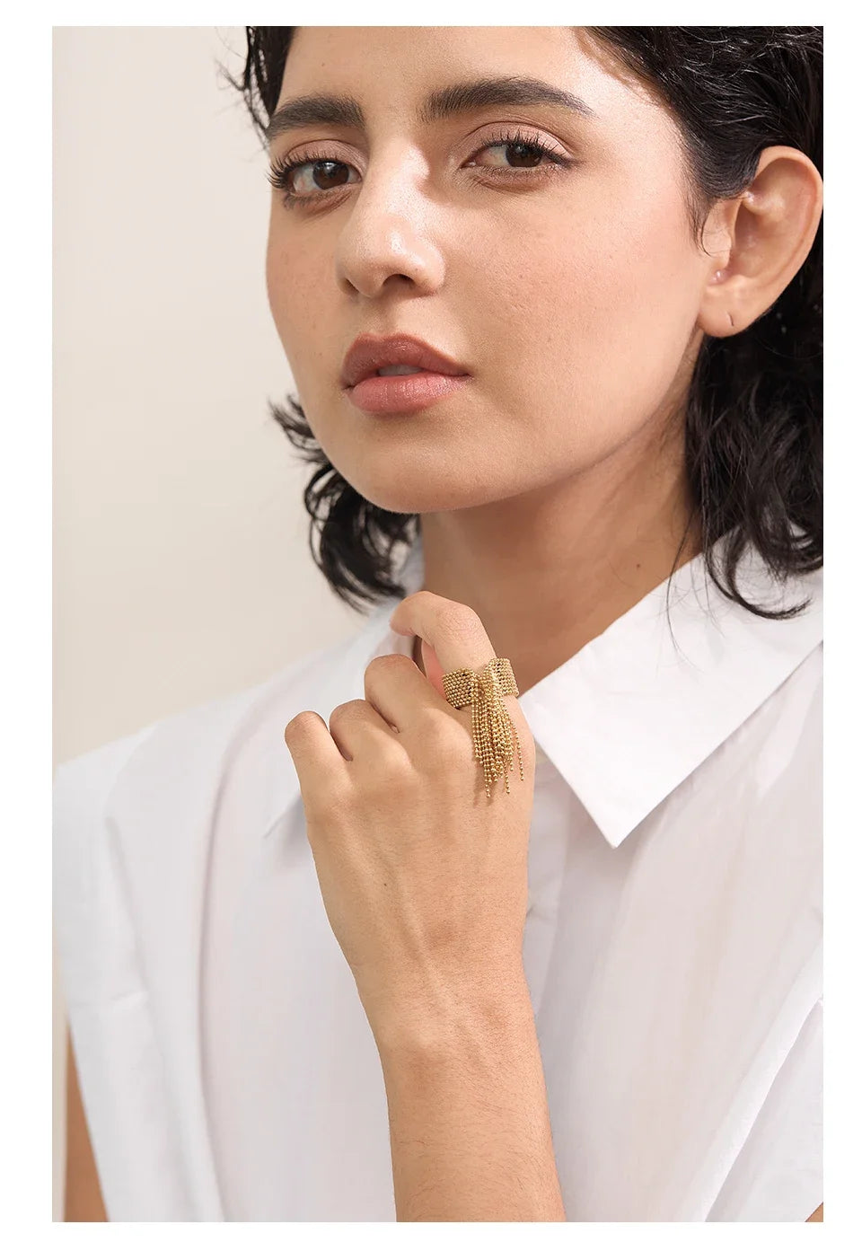 Yhpup Declaration Series Stainless Steel Chain Tassel Ring