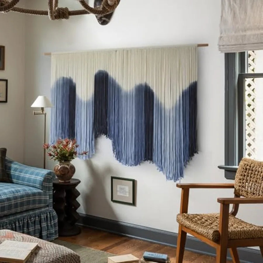 Macrame Wall Hanging Dip Dyed Fiber Art Tapestry Boho Decor