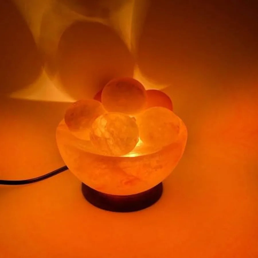 Himalayan Salt Lamp With Wooden Base For Calming Home Decor
