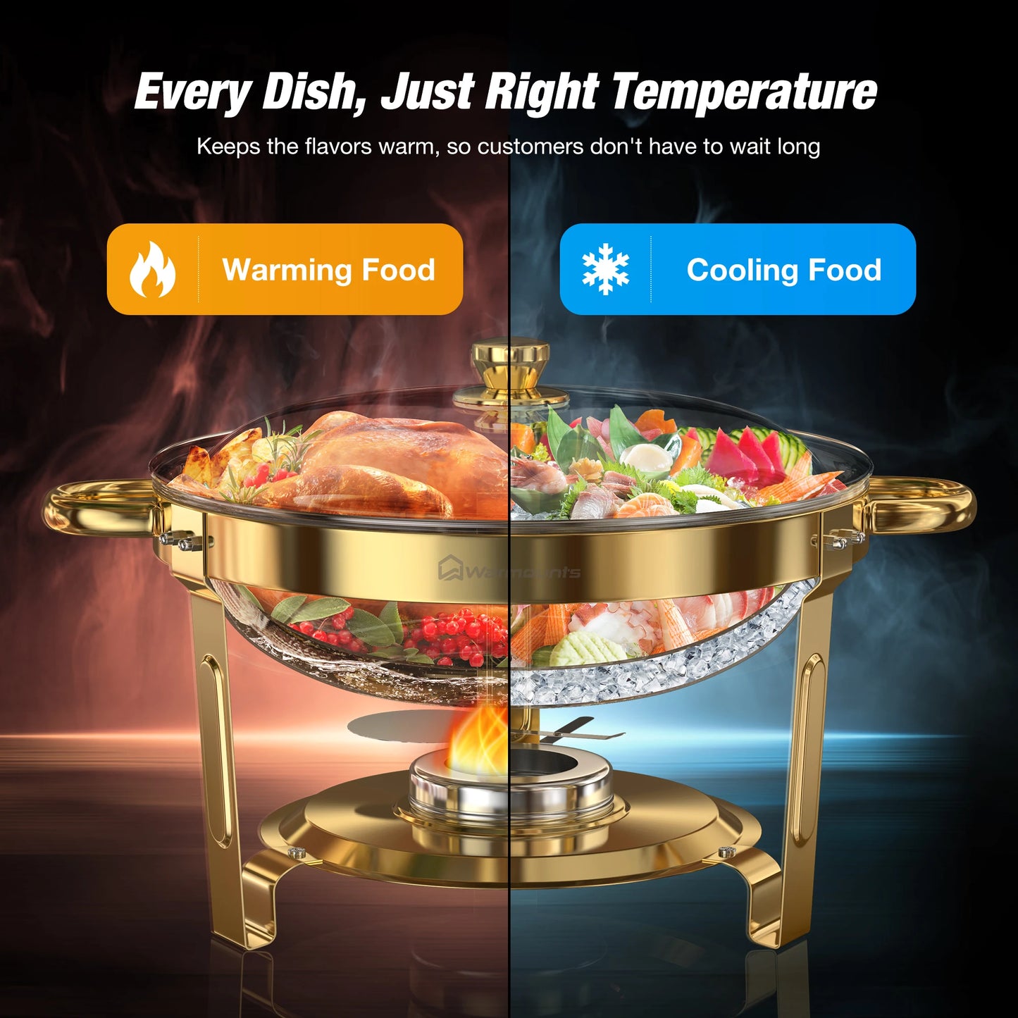 Round Chafing Dishes Buffet Set For Parties And Weddings