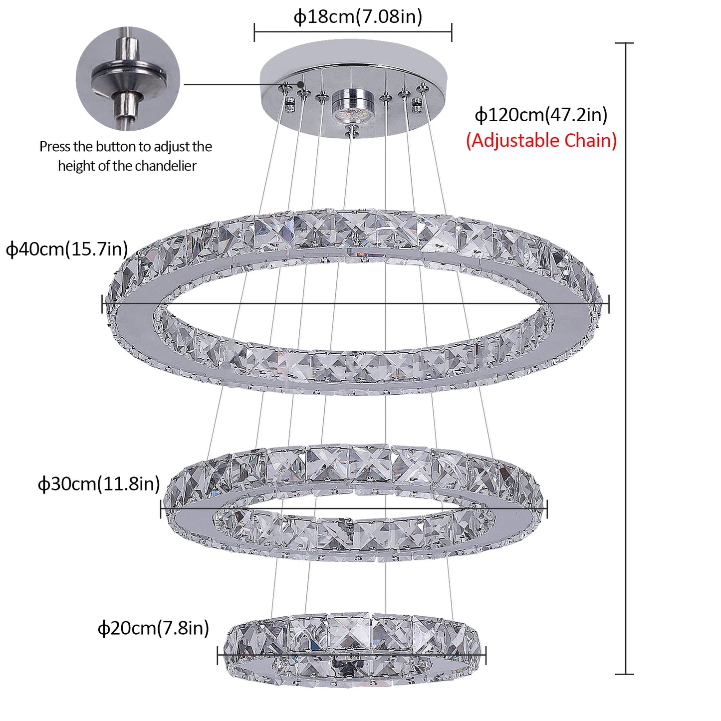 VETRULUS Crystal Chandelier For Living Room Ceiling Light