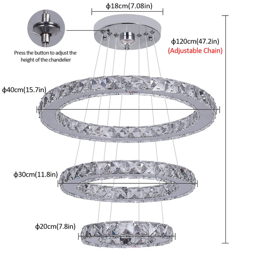VETRULUS Crystal Chandelier For Living Room Ceiling Light