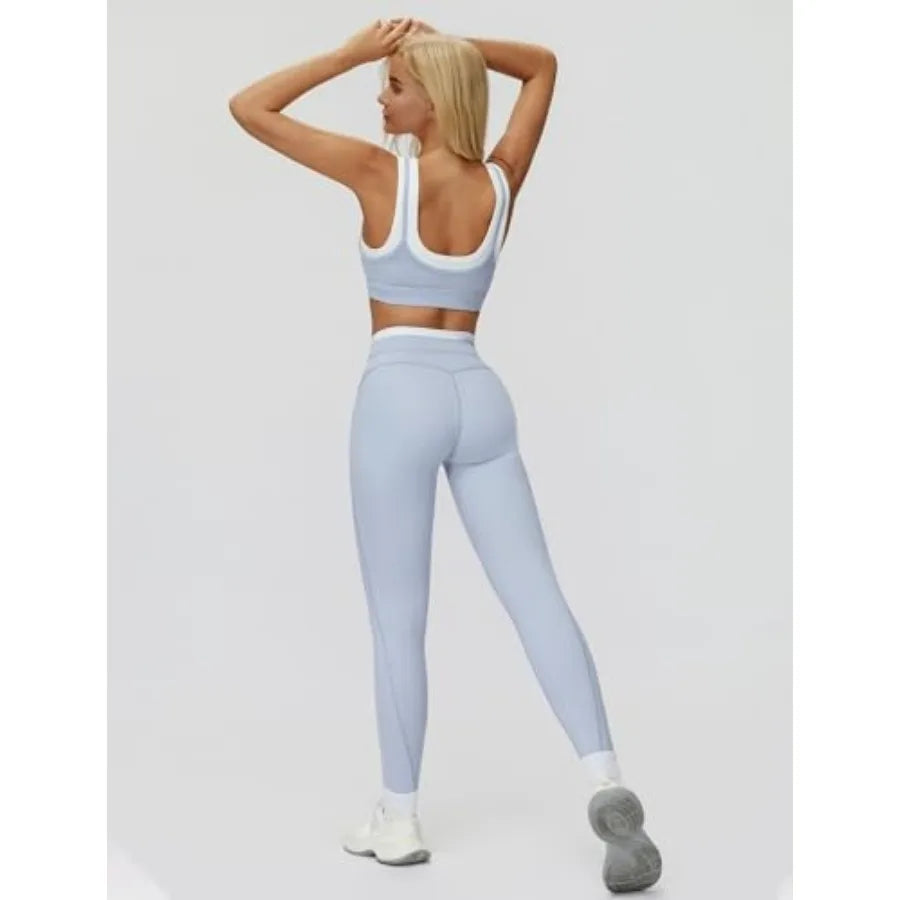 Women's Two-Piece U-Back Workout Set For Gym And Yoga