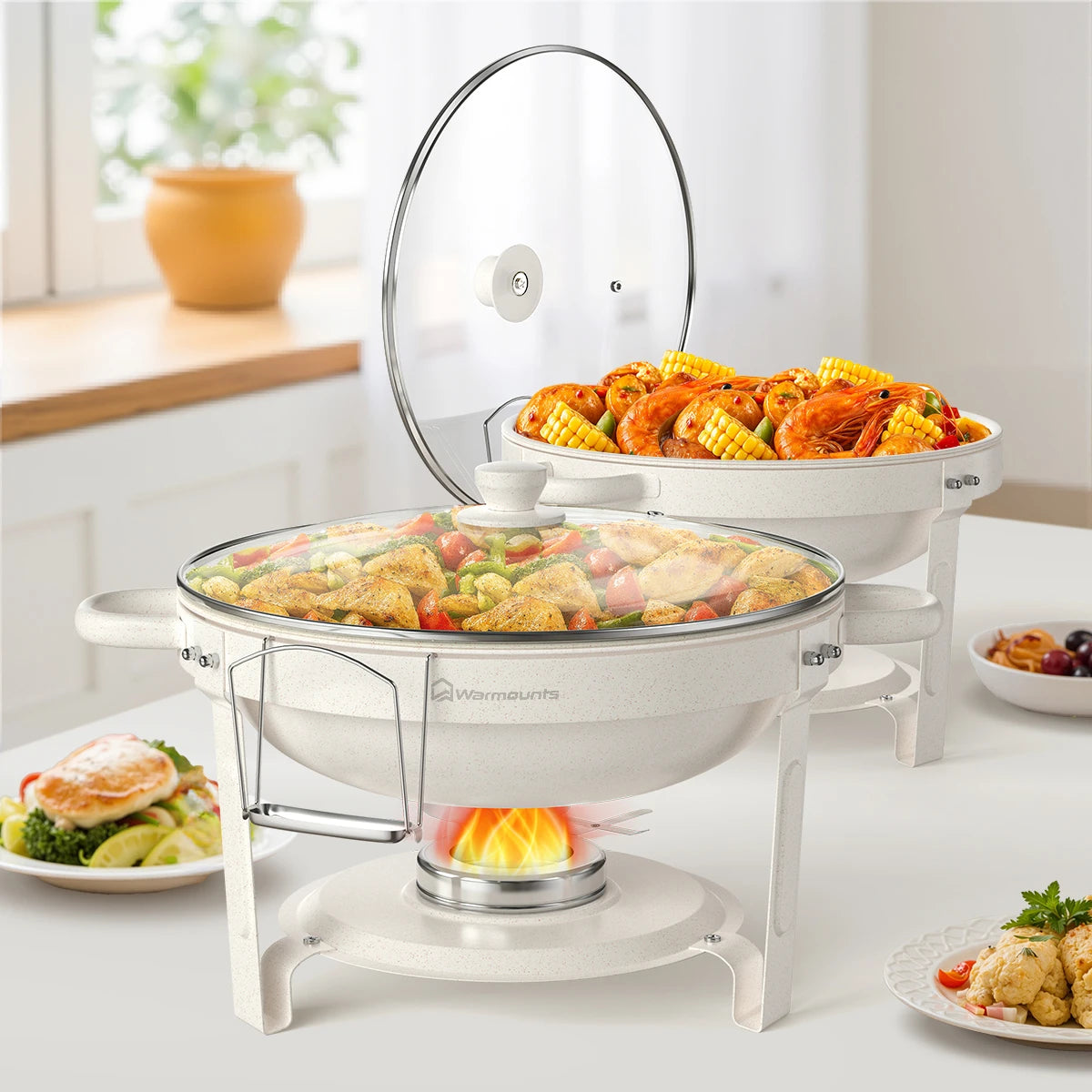 GEMITTO Glass Lid Chafing Dishes Buffet Set For Parties