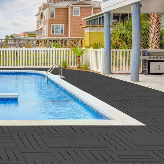 Slip-Resistant Plastic Interlocking Deck Tiles All-Weather Patio Flooring
