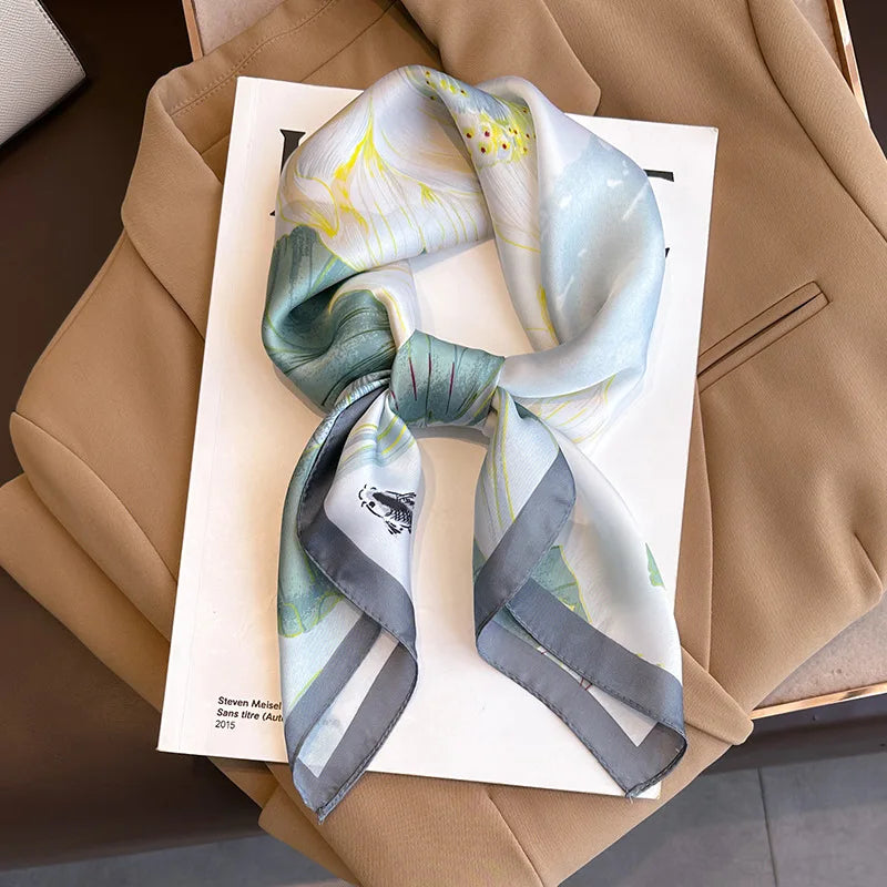 Printed Womens Polyester Scarf Square Shawl Luxury Design