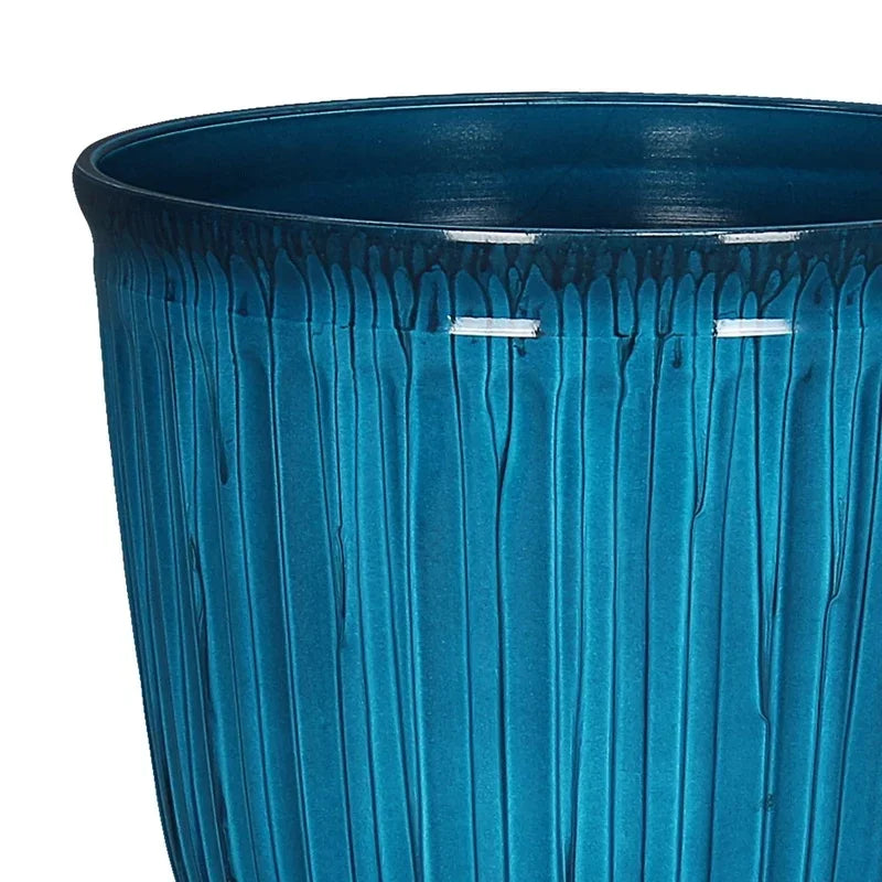 Round Recycled Plastic Planter With Drainage Holes For Outdoor Succulents