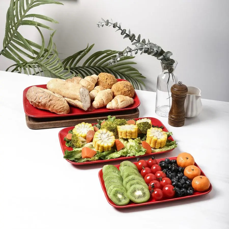 Ceramic Rectangle Porcelain Serving Platters For Party Appetizers