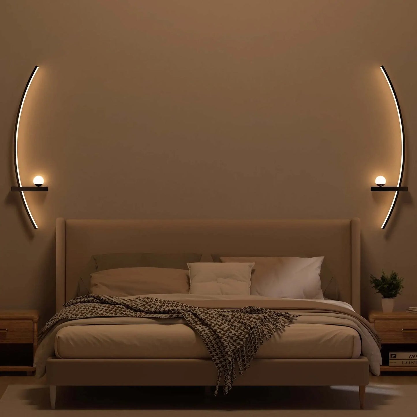 Modern Adjustable LED Wall Sconce Pair for Indoor Bedroom Lighting