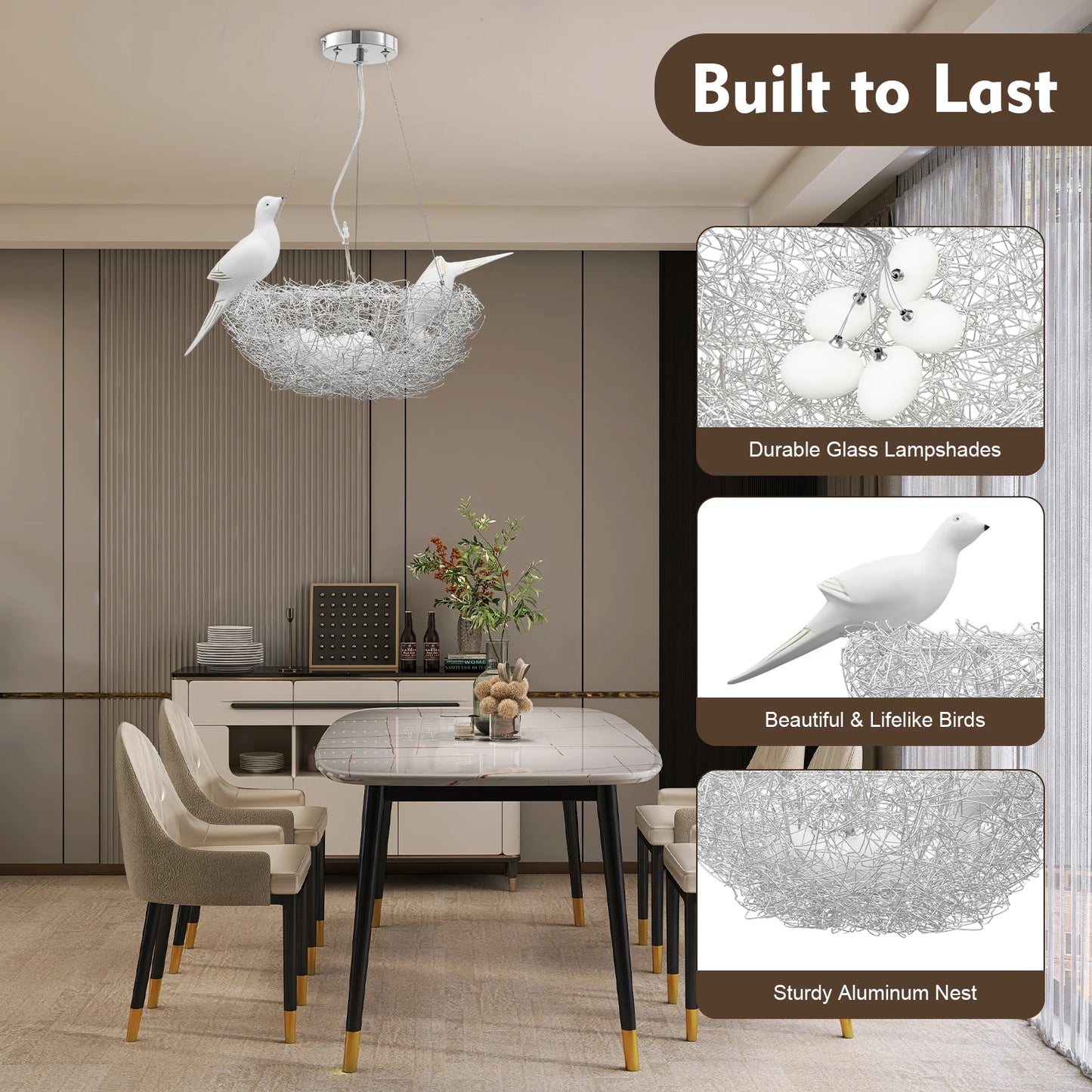 Modern Bird Nest LED Ceiling Light Chandelier For Living Room