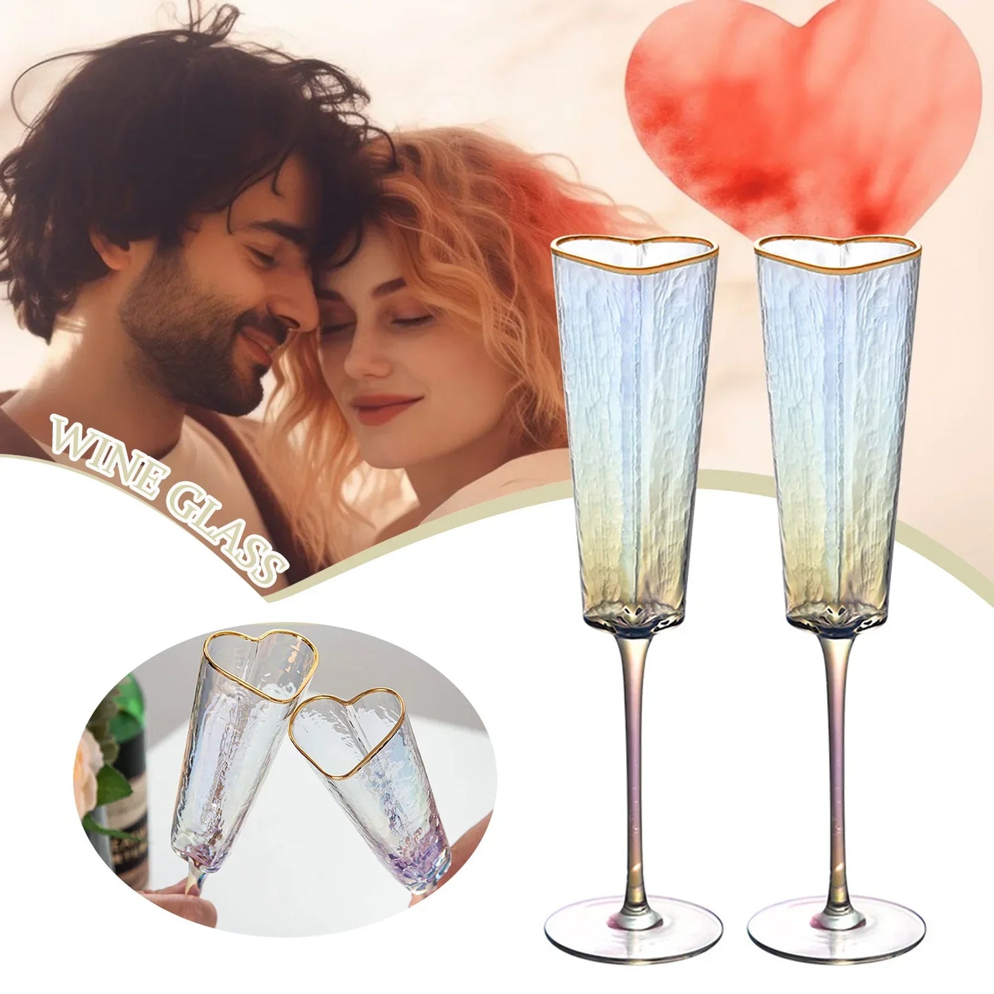 Heart Shaped Glass Goblet Durable Wine Glass For Home Parties