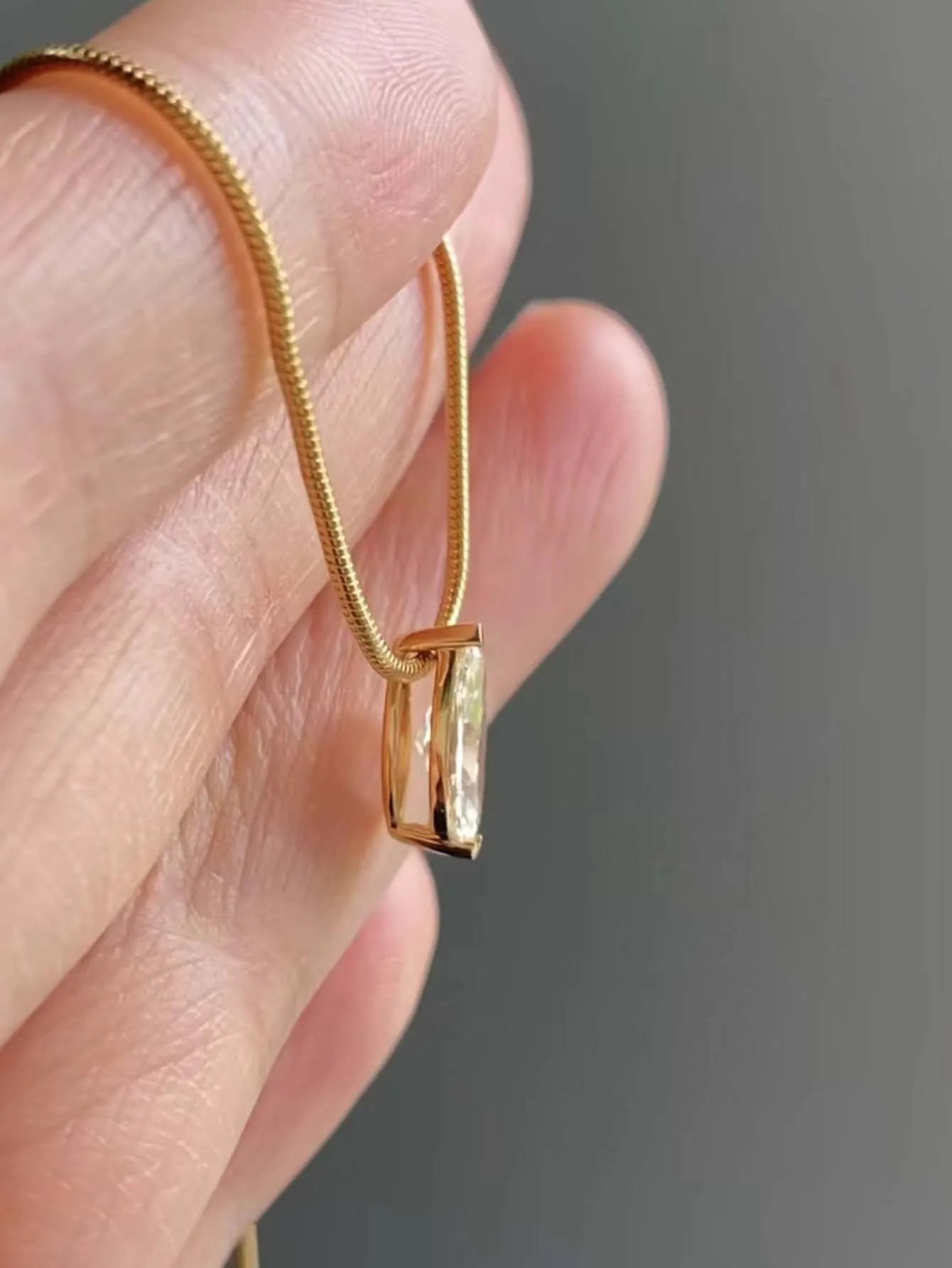 S925 Sterling Silver 1CT Marquise Moissanite Pendant with Snake Bone Chain Exquisite Jewelry Plated with 18k Gold