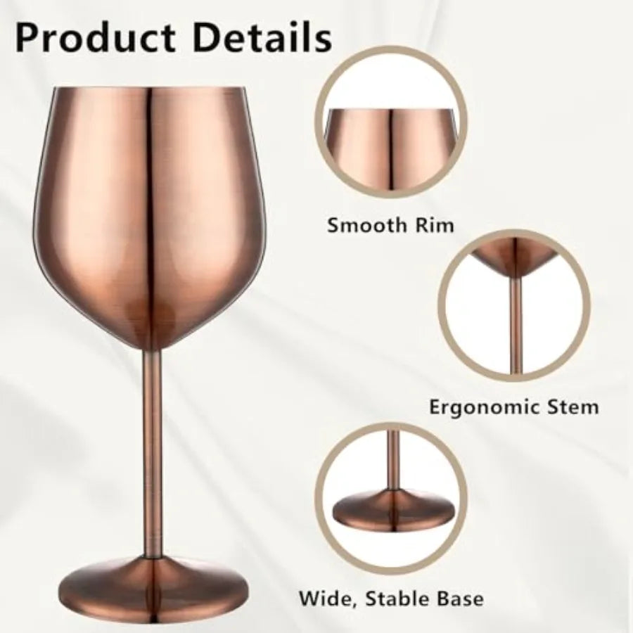 Stainless Steel Wine Glasses Set of 4 Unbreakable Goblets Outdoor