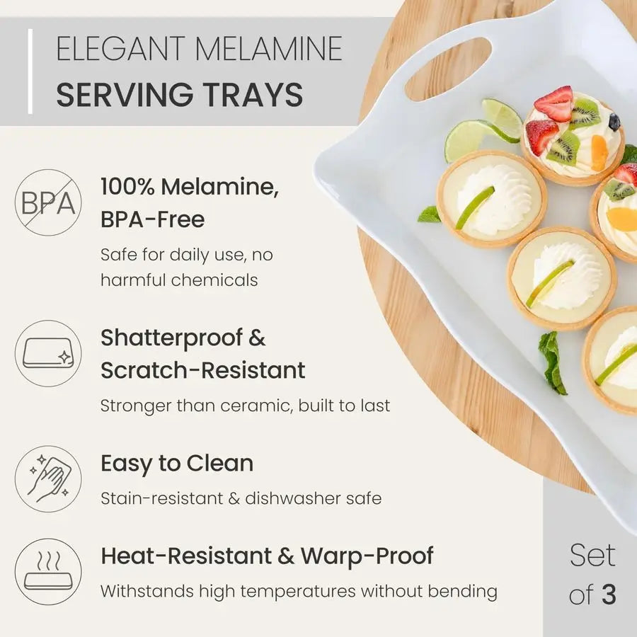 Melamine Serving Tray With Handles Dishwasher Safe