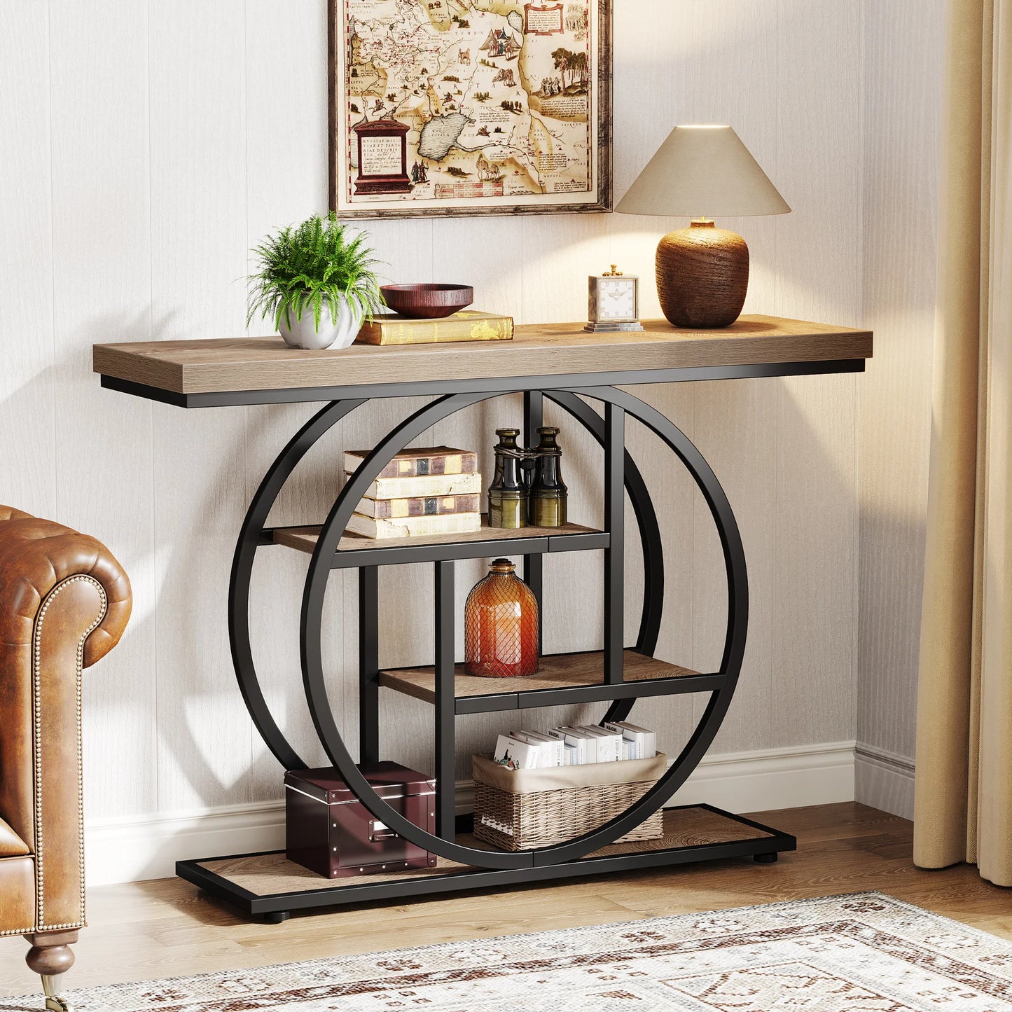 Tribesigns Four Tier Industrial Console Table For Entryway Hallway Storage