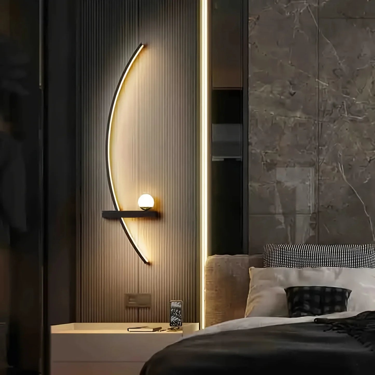 Modern Adjustable LED Wall Sconce Pair for Indoor Bedroom Lighting